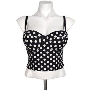 Black White Polka Dot Retro Convertible Bustier Corset Crop Top